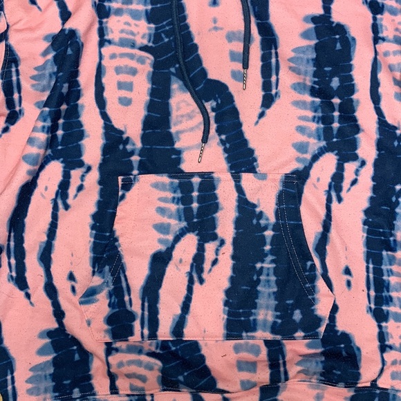 Blue and Pink Tie Dye Long Sleeve Drawstring Pullover Size Small - Picture 3 of 5